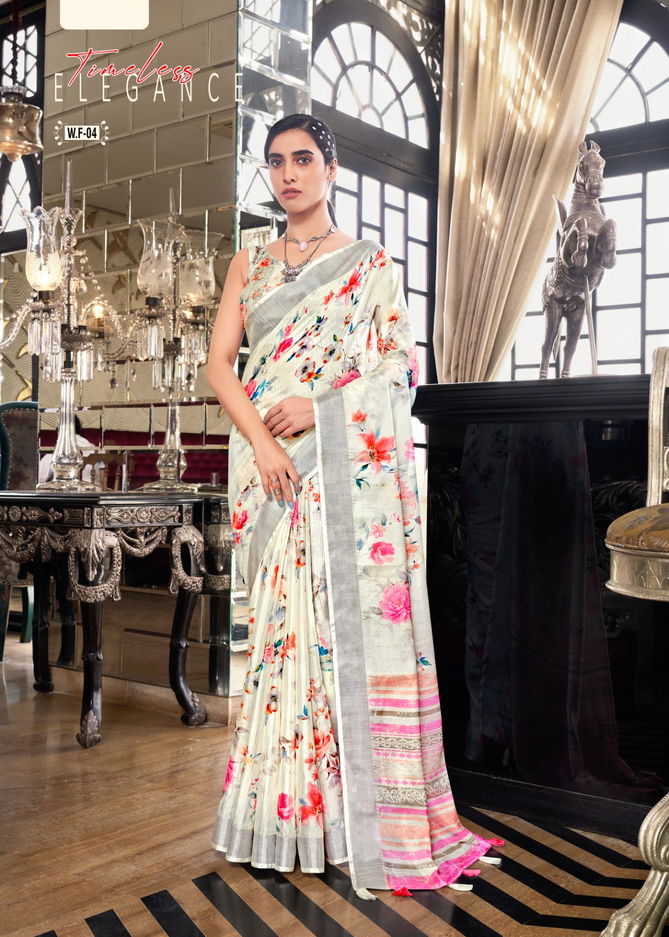 Shreyans White Fields Floral Party Wear Sarees Catalog